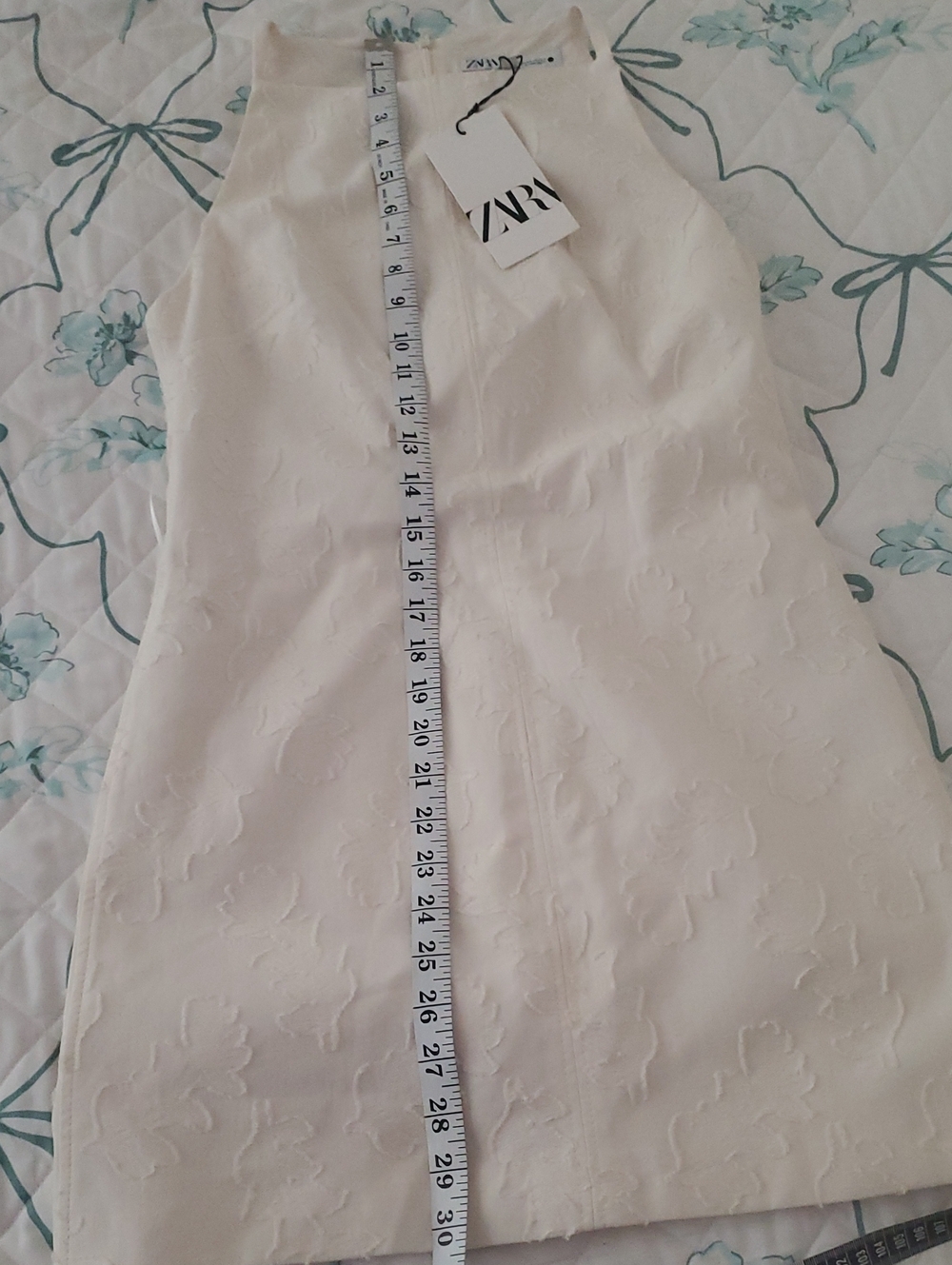 NWT ZARA Jacquard Floral Embroidered Sleeveless Shift Dress Size XS Cream Ivory - Picture 16 of 16